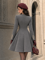 Vintage Side Placket Button A-line Coat