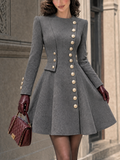 Vintage Side Placket Button A-line Coat