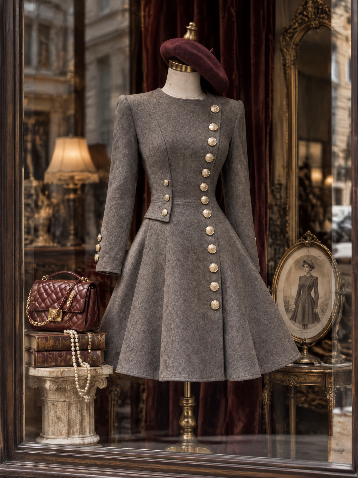Vintage Side Placket Button A-line Coat
