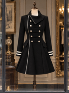Vintage Side Placket Zip Lapel Coat