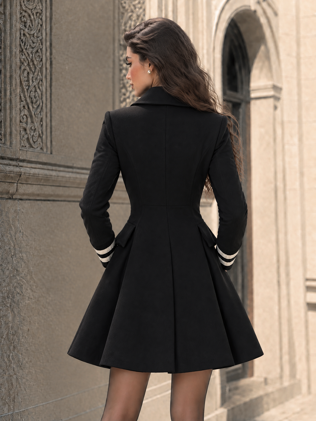 Vintage Side Placket Zip Lapel Coat