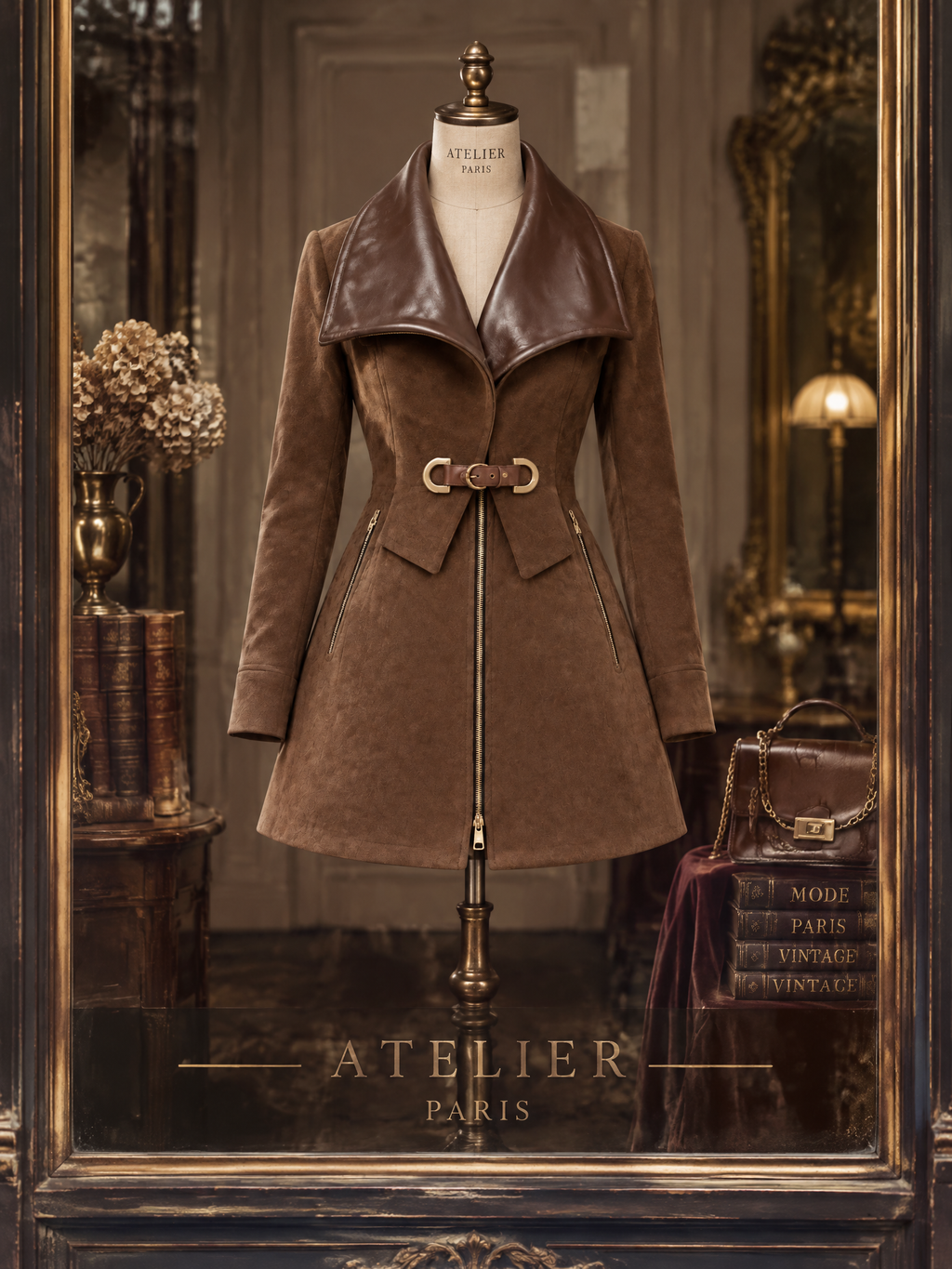 Vintage Faux Two-Piece PU Faux Suede Coat