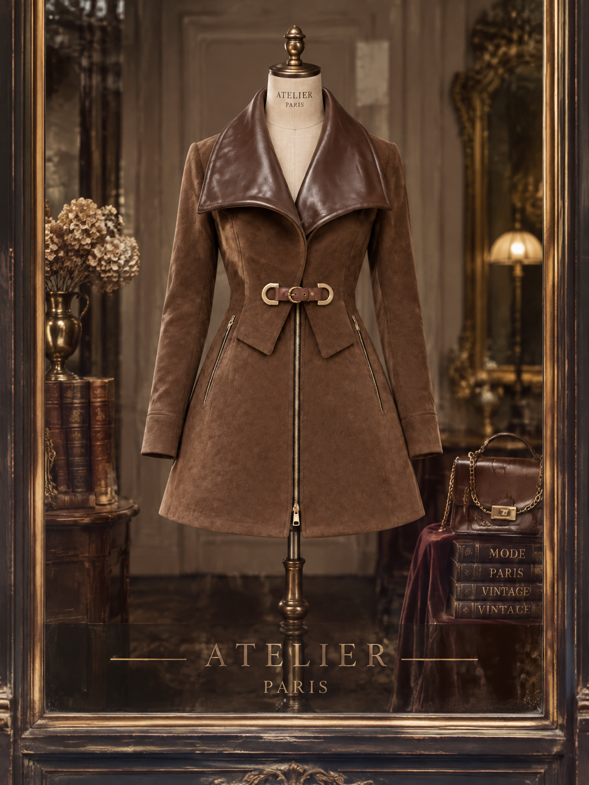 Vintage Faux Two-Piece PU Faux Suede Coat
