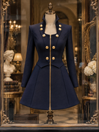 Vintage Stand Collar Double Breasted Zip Coat
