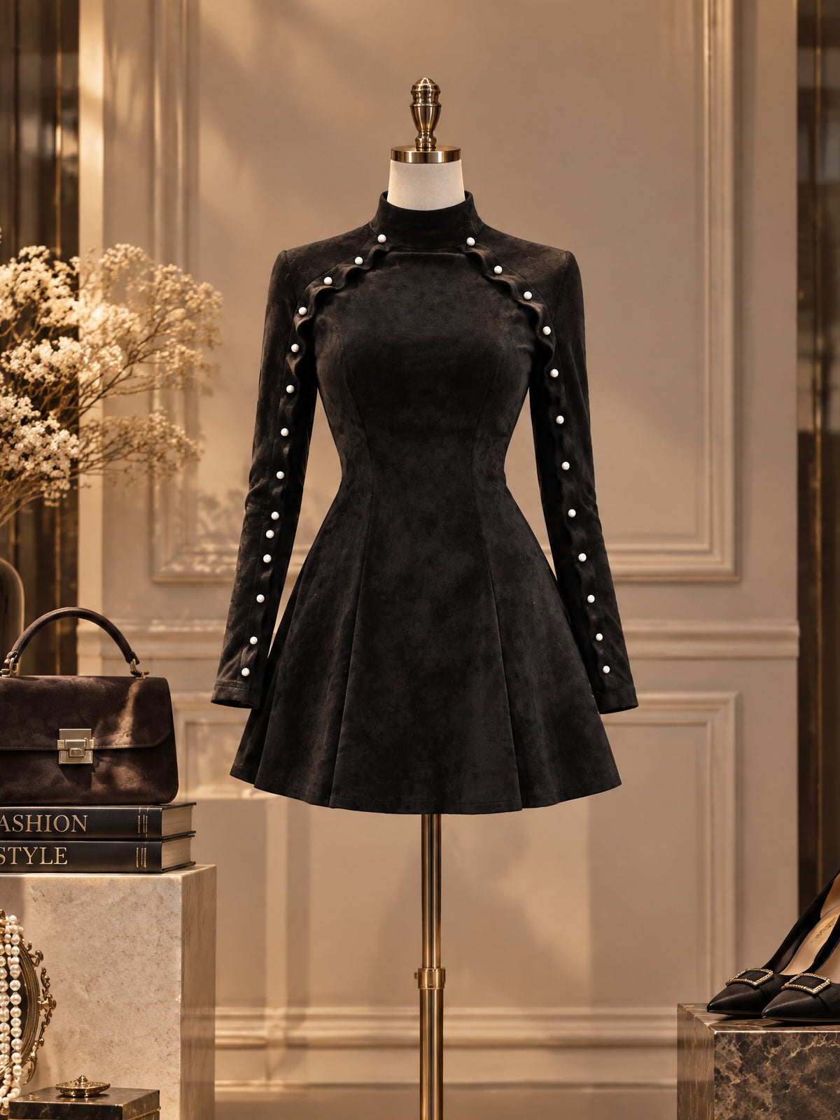 Vintage Faux Suede Mini Dress