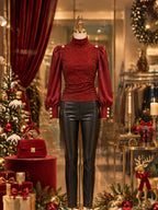 Vintage Puff Sleeve Turtleneck T-shirt