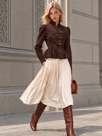 Vintage FauxSuede Peplum Button Jacket
