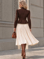 Vintage FauxSuede Peplum Button Jacket
