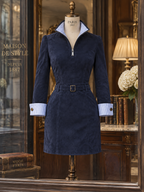 Vintage Faux Suede Zip Collar Mini Dress