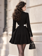 Vintage PU Leather Lapel Zip Belted Flare Mini Dress
