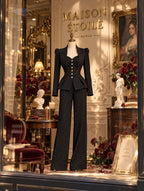 Vintage Pinstripe Puff Sleeve Blazer