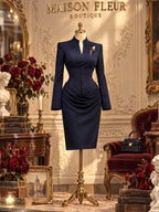 Vintage Ruched Waist Bodycon Midi Dress