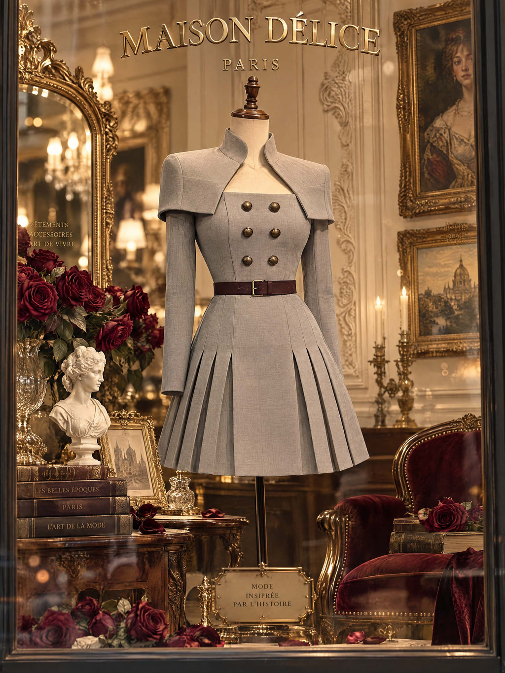 Vintage Capelet Spliced Pleated Mini Dress