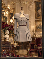 Vintage Capelet Spliced Pleated Mini Dress