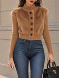 Vintage Faux Fur Ribbed Knit Jacket