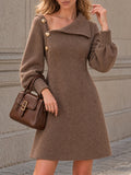 Vintage Asymmetric Collar Mini Dress