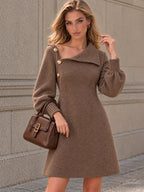 Vintage Asymmetric Collar Mini Dress