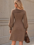 Vintage Asymmetric Collar Mini Dress