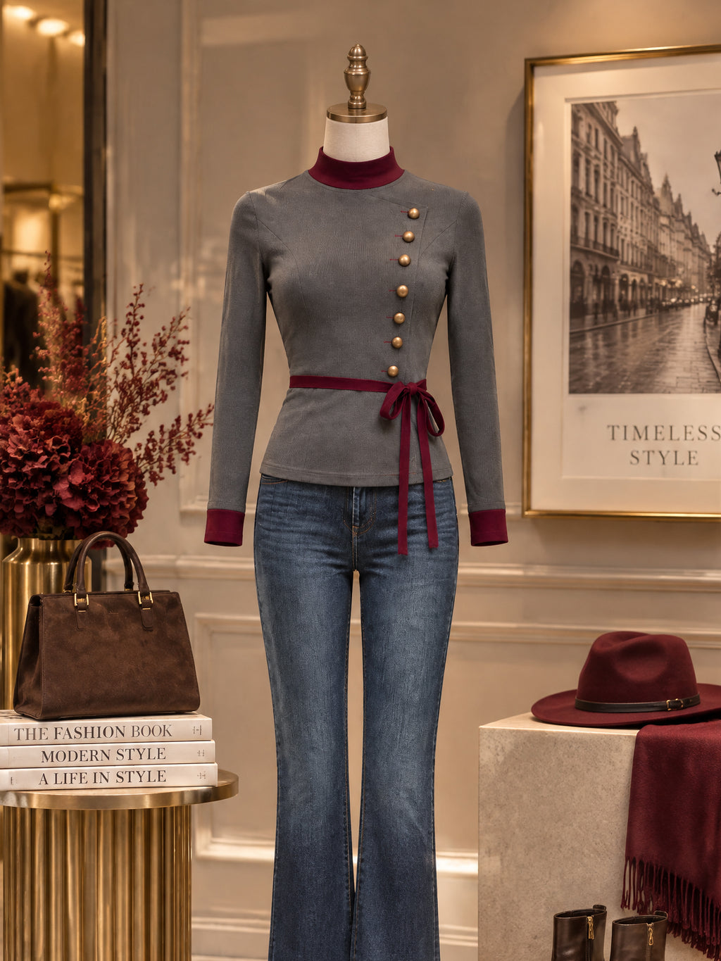 Vintage Button Front Tie Waist T-shirt