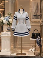 Vintage Nautical Zip Neck Mini Dress