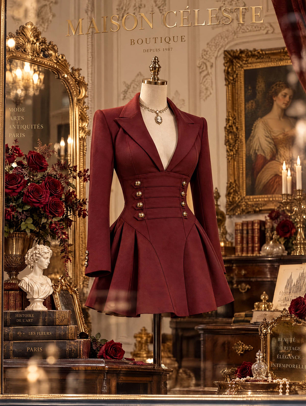 Vintage Tailored Pleated Mini Suit Dress