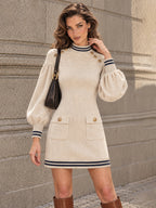 Vintage Nautical Ribbed Knit Mini Dress