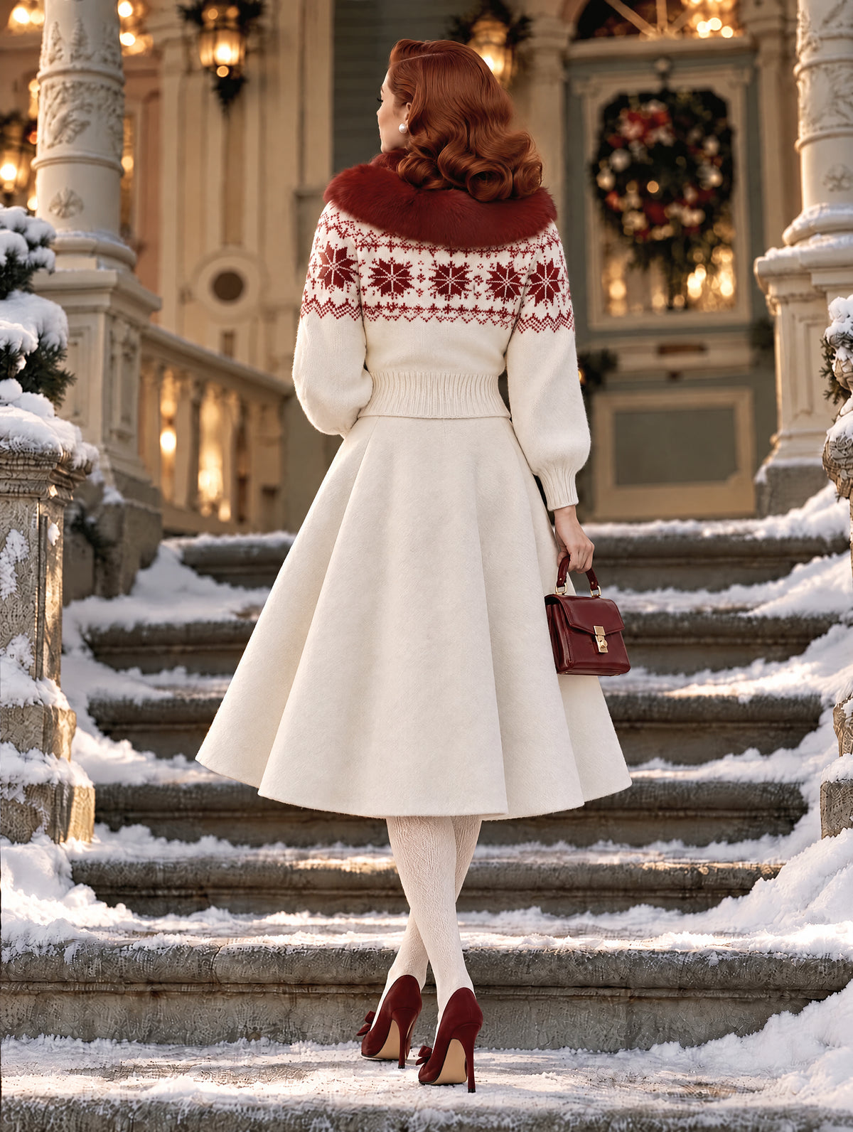 Vintage Wool Blend A-line Midi Skirt
