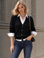 Vintage Black Ribbed Knit Faux Two Piece Sweater