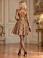 Vintage Gold Floral Mini Blazer Dress
