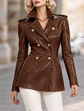 Vintage Croc Faux Leather Midi Blazer