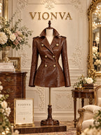 Vintage Croc Faux Leather Midi Blazer