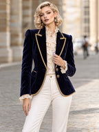 Vintage Velvet Trimmed Gold Blazer