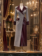 Vintage Asymmetrical PU Splicing Woolen Midi Dress