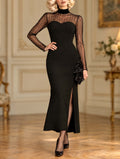 Vintage Sheer Sleeve Sweetheart Midi Dress