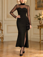 Vintage Sheer Sleeve Sweetheart Midi Dress