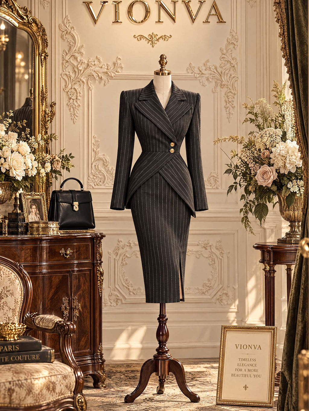 Vintage Pinstripe Wrap Blazer