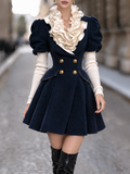 Vintage Detachable Ruffled Hem A-Line Skirt Blazer