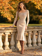 Vintage Cable Knit Midi Dress
