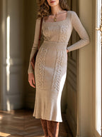Vintage Cable Knit Midi Dress