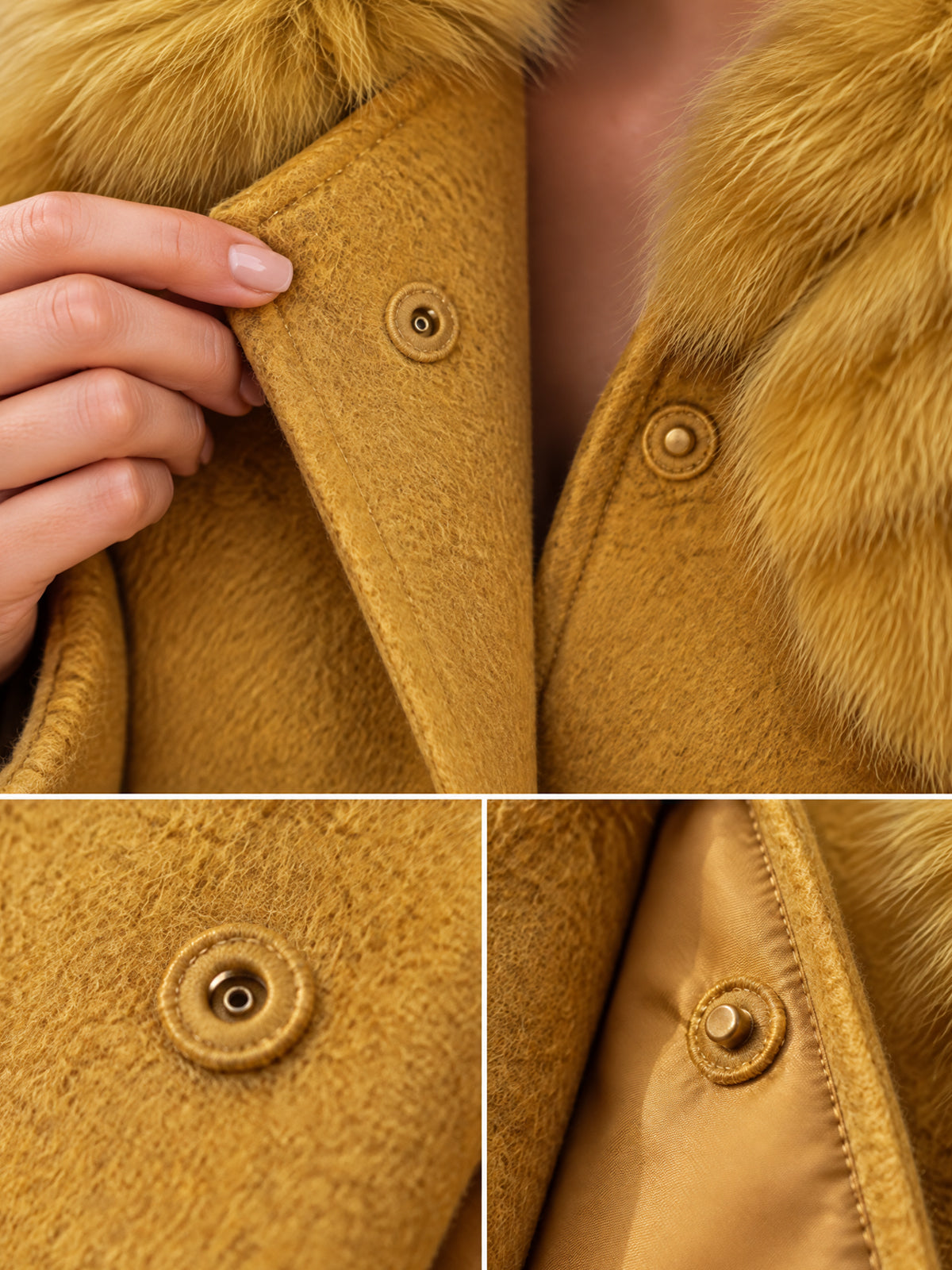 Vintage Mustard Faux Fur Shawl Collar Cropped Jacket