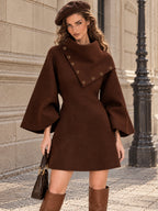 Vintage Brown Bell Sleeve Mini Dress