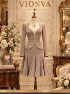 Vintage Woolen Flare Two-Piece Set