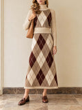 Vintage Diamond Knit Midi Skirt