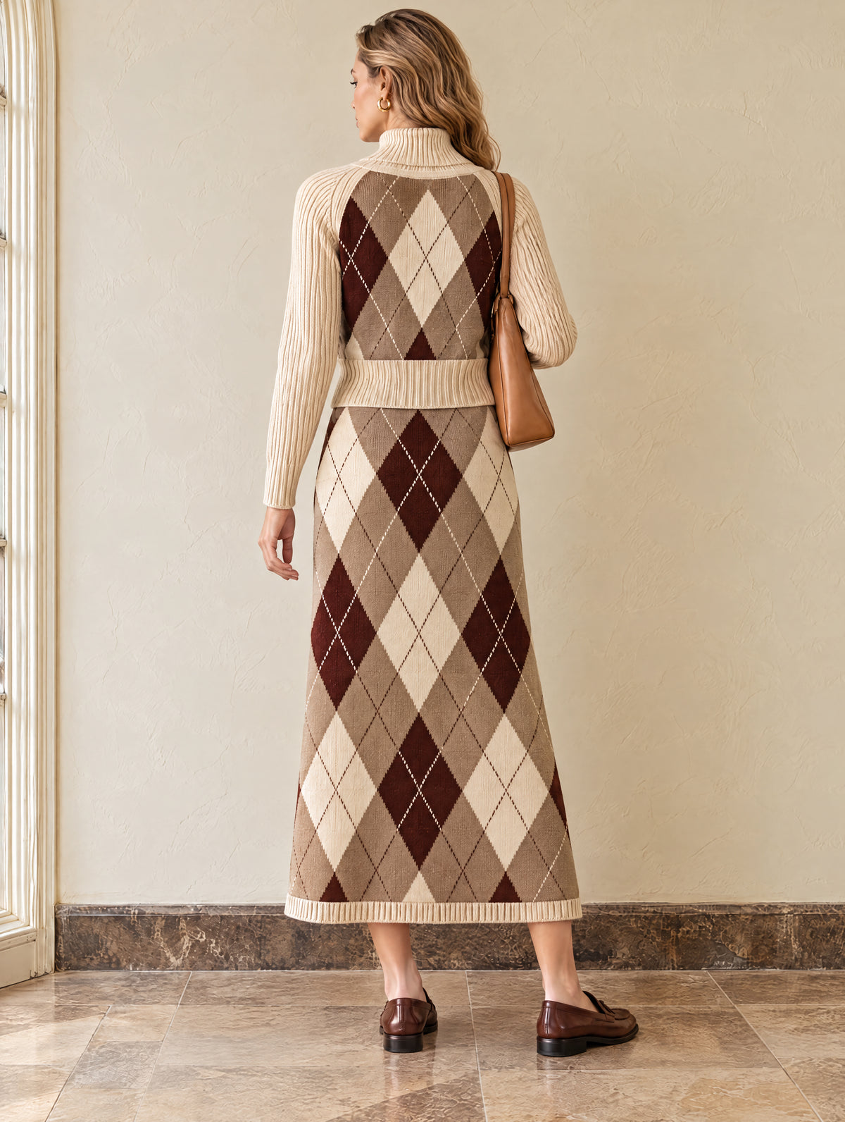 Vintage Diamond Knit Midi Skirt
