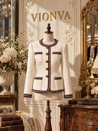 Vintage Contrast Trim Tweed Jacket