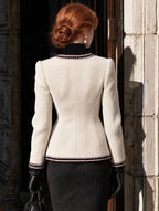Vintage Contrast Trim Tweed Jacket