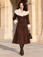 Vintage Faux Suede Shearling Trim Jacket