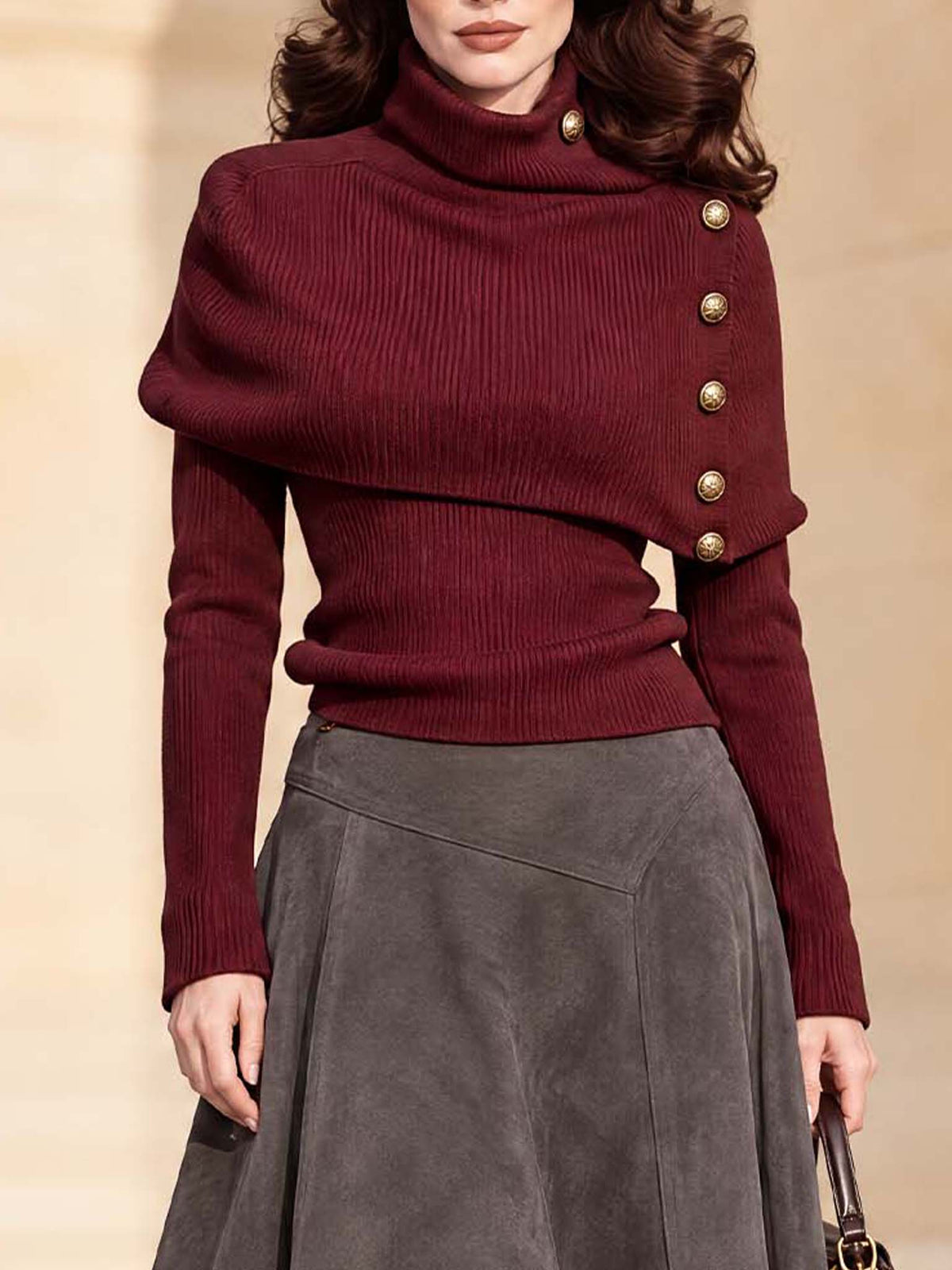 Vintage Cowl Cape Knit Top