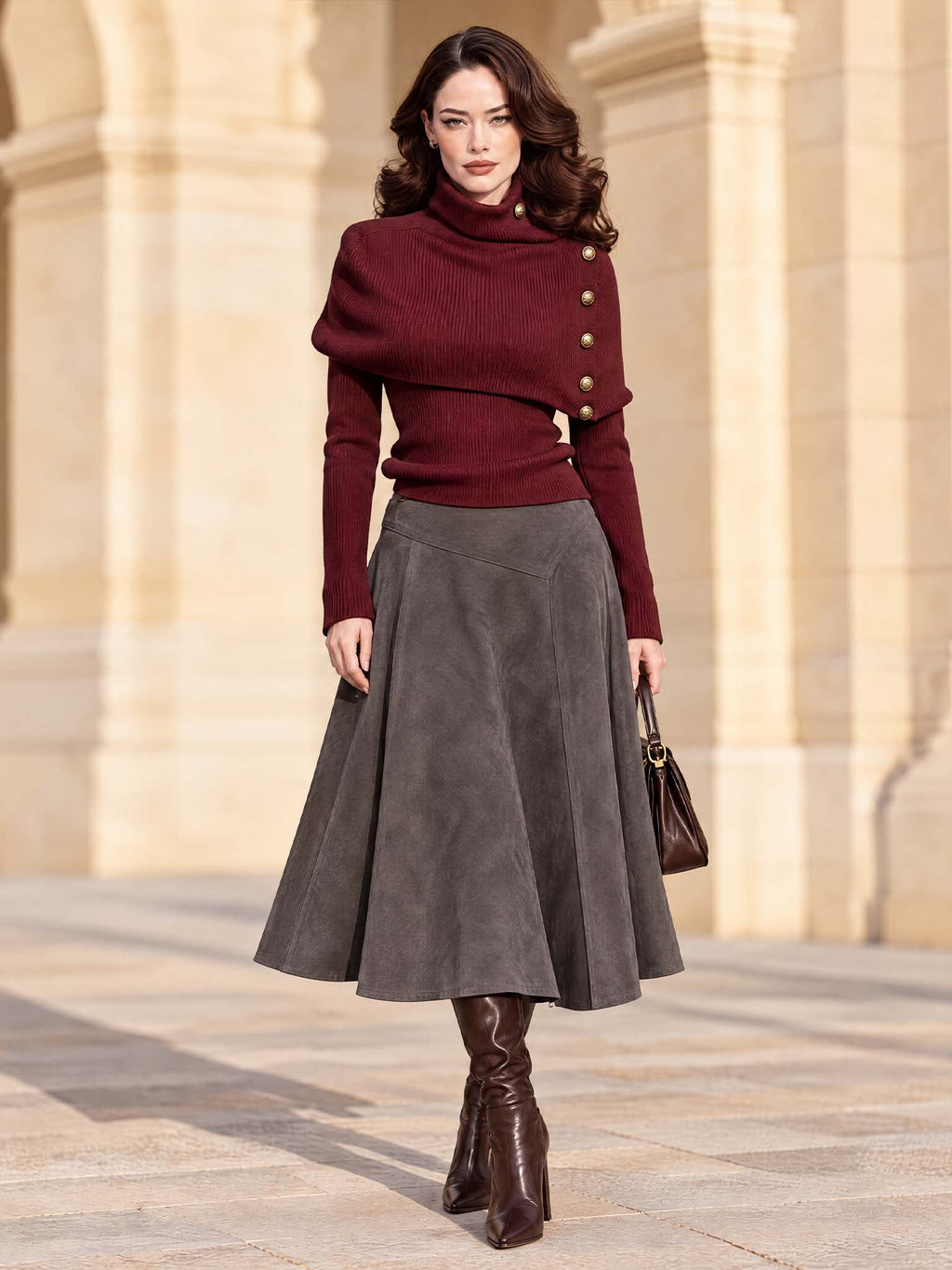 Vintage Cowl Cape Knit Top