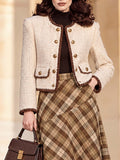 Vintage Fringe Trim Tweed Cropped Jacket